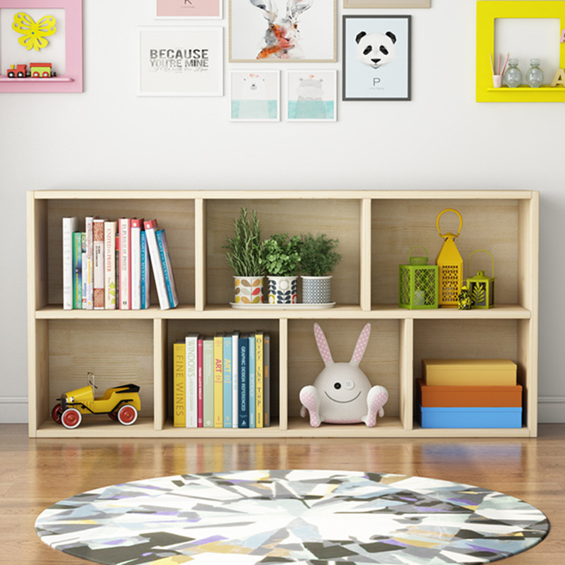 6r实木儿童松木书柜书架学生教室简易落地清漆收纳置物架隐形书架