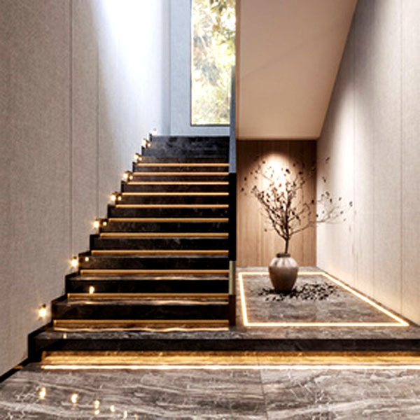 网红明装楼梯灯踏步灯感应流水灯追光灯防滑台阶灯别墅阶梯灯灯槽