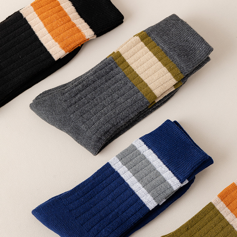 Socks[Customized] Autumn and Winter New Strip Terry-Loop Hosiery Men's Trendy Sports Men Tube Socks Cotton Comfortable Men's Socks