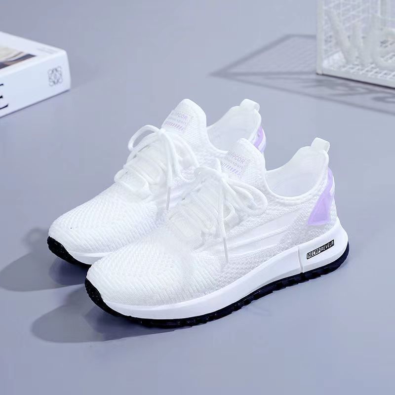 2023 Women's Shoes Summer Flyknit Breathable Sneakers Female Tennis Shoes Women's Casual Running Shoes White Shoes One Piece Dropshipping