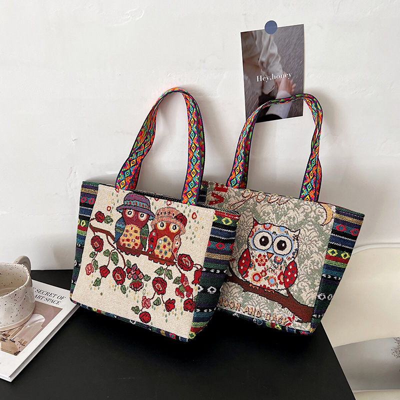 New Ethnic Style Embroidered Handbag Artistic Simple Retro Shoulder Bag Women's Large Capacity Canvas Handbag