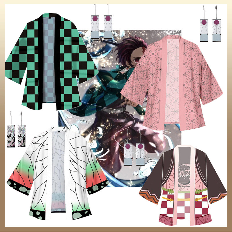 新款披风 cos鬼灭之刃角色服配饰耳夹 周边同款角色服羽织外套