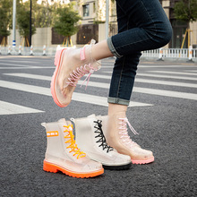 跨境时尚防水雨鞋女成人中筒雨靴透明韩国水鞋马丁靴雪地靴机车靴