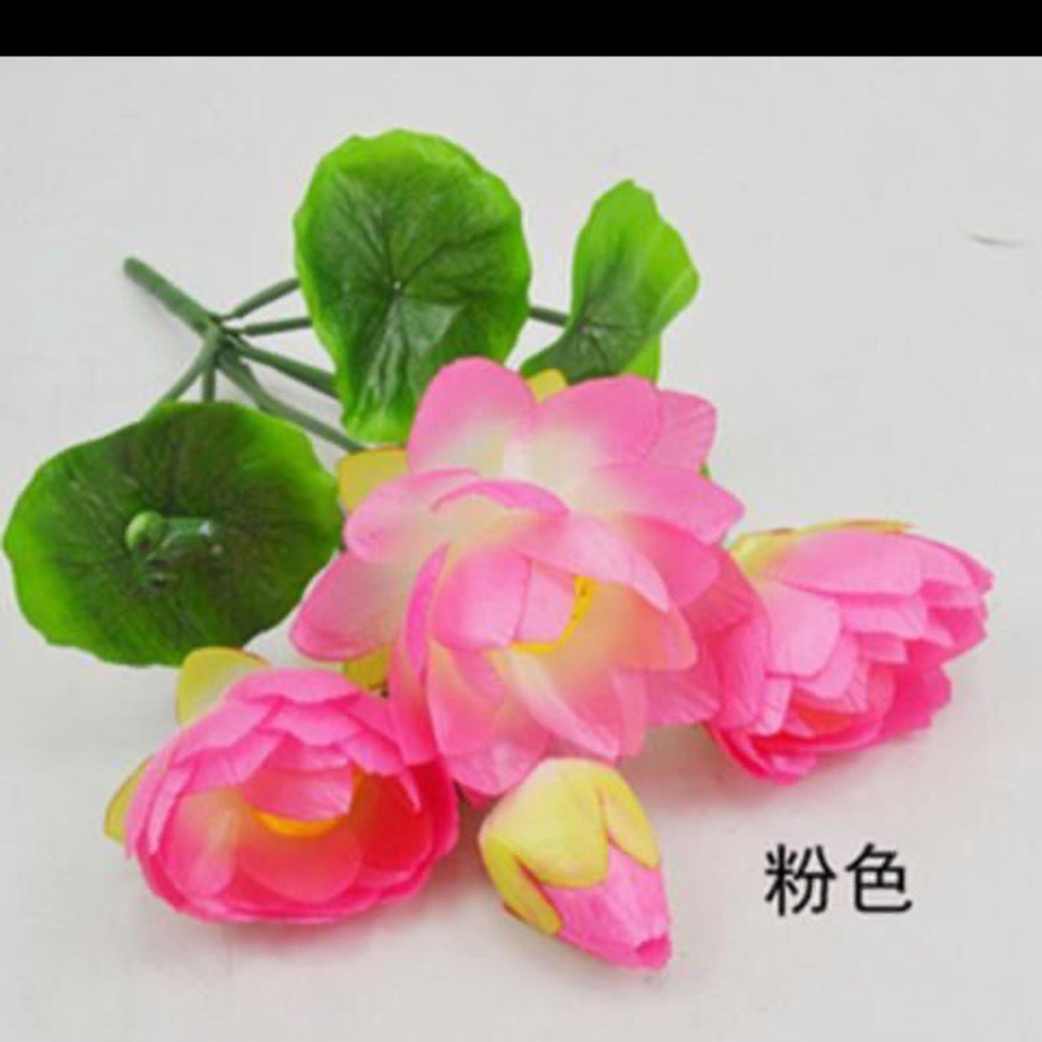 假花 仿真大荷花王睡莲 绢花 干花 落地盆景供佛摆放花艺仿真绿植