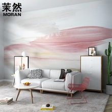 北欧手绘抽象艺术涂鸦壁纸客厅沙发电视背景墙纸壁画卧室床头墙布