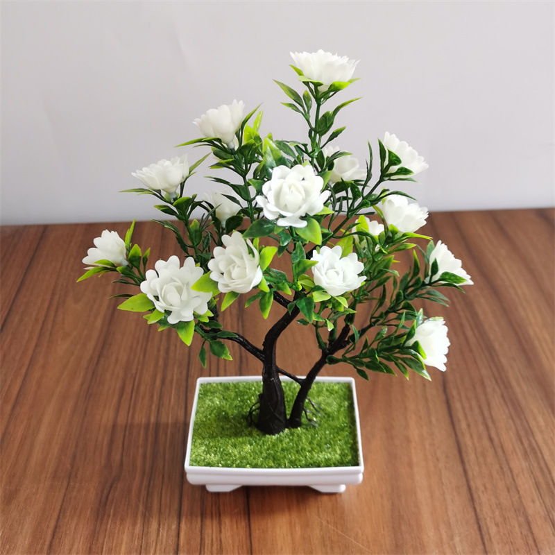 Artificial Plant Bonsai Artificial Flower Fake Rose Flower Plastic Bonsai Interior Home Desktop Decoration Pachira Macrocarpa Ornaments