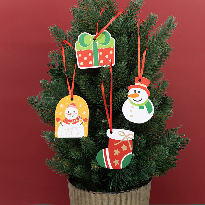 创意新款圣诞节小卡片可爱卡通圣诞树吊牌橱窗室内装饰diy挂件