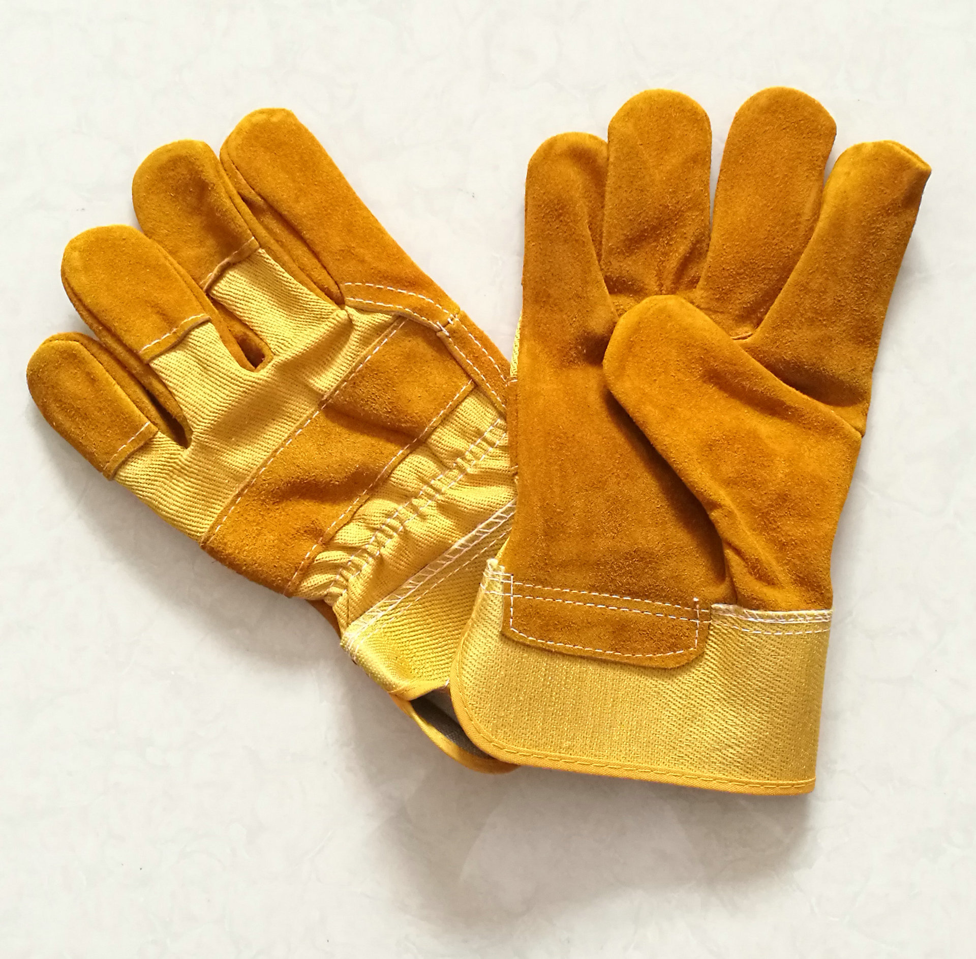 牛二层皮胶袖手套