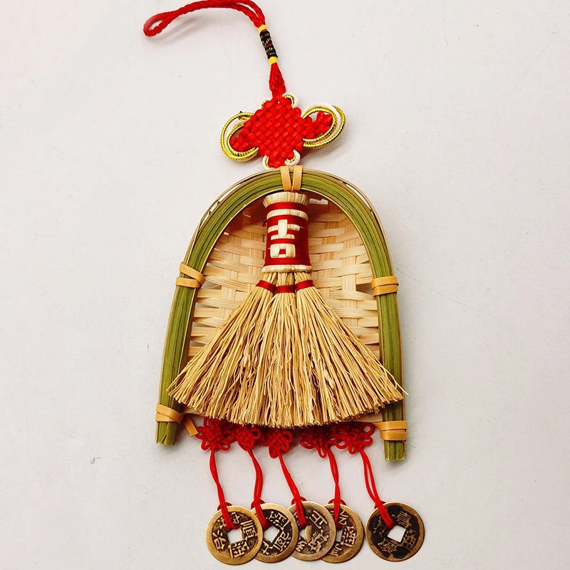 Dragon Boat Festival Flower Bonsai Pendant Five Emperors Copper Coins Wind Chimes Broom Dustpan Pendant Moving into the New House Door Handle Hanging