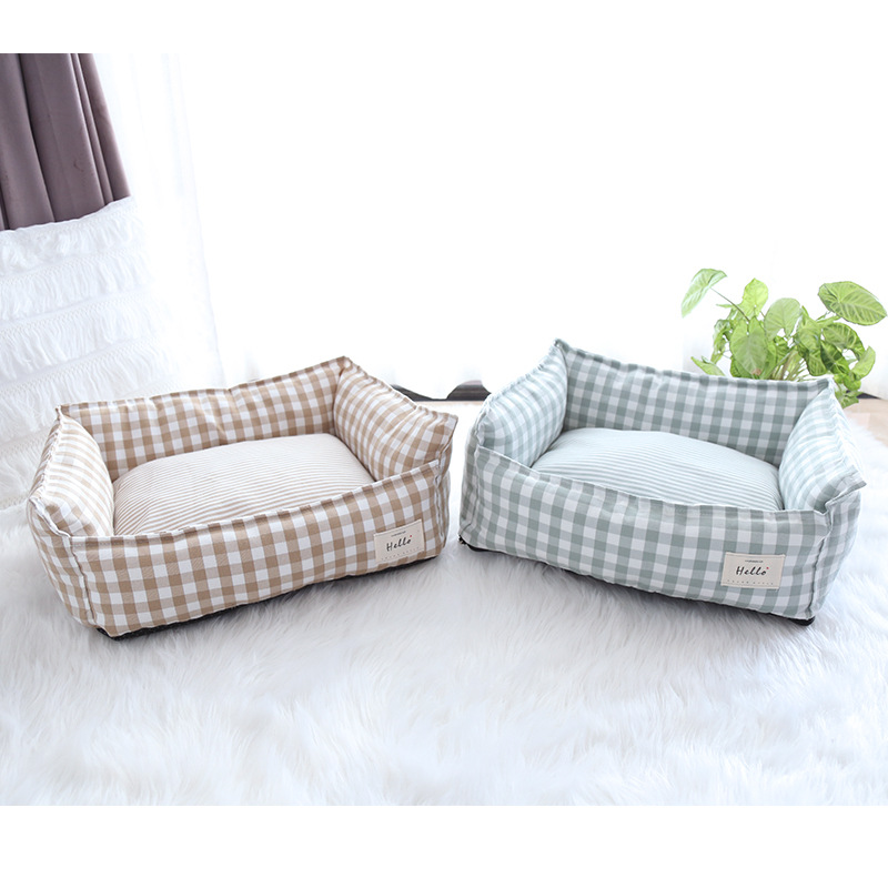 Ins Spring and Summer New Korean Kennel Removable and Washable Four Seasons Universal Cat Nest Small and Medium-Sized Dogs Nest Cat Bed Artificial Cotton Linen Mat
