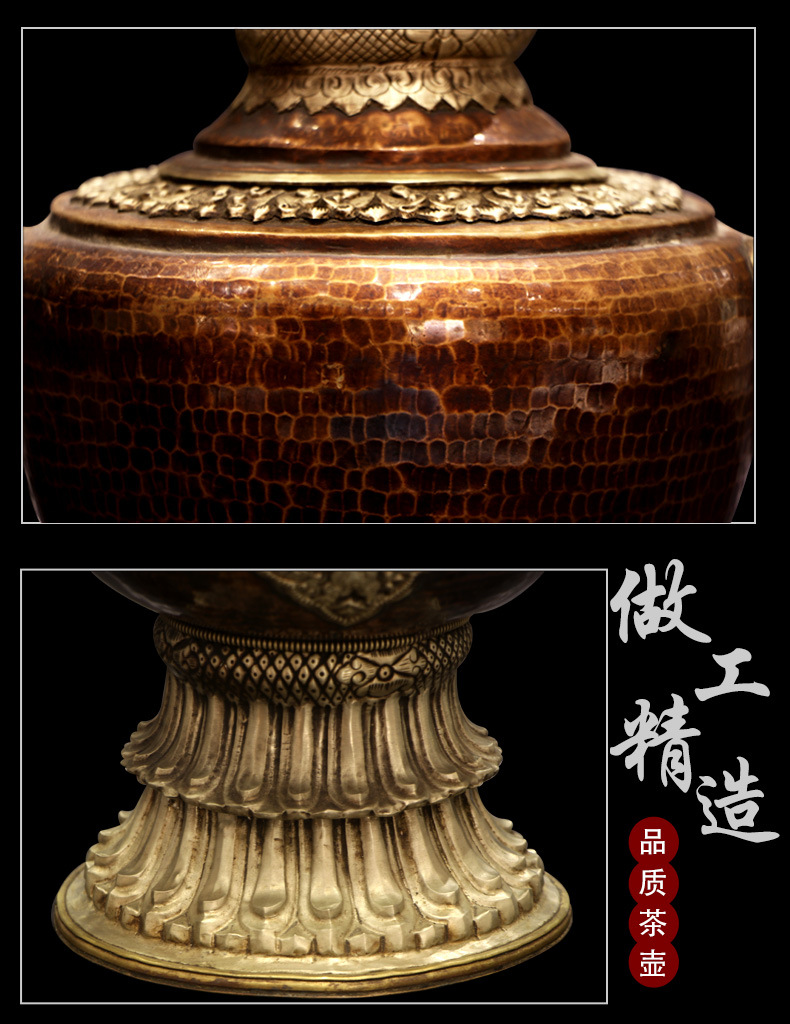藏式尼泊尔手工铜器酥油壶火炉一套酒店家居装饰摆件藏式复古