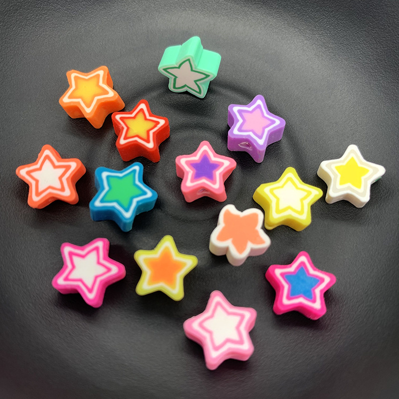 Polymer Clay Handmade Beaded DIY Ornament Colorful Polymer Clay Summer Hot Star Barrettes Bracelet Necklace Accessories