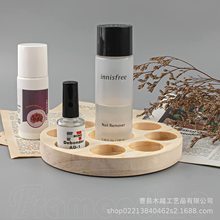 木质多孔桌面置物架化妆品收纳摆放架精油瓶展示架实木圆形置物架