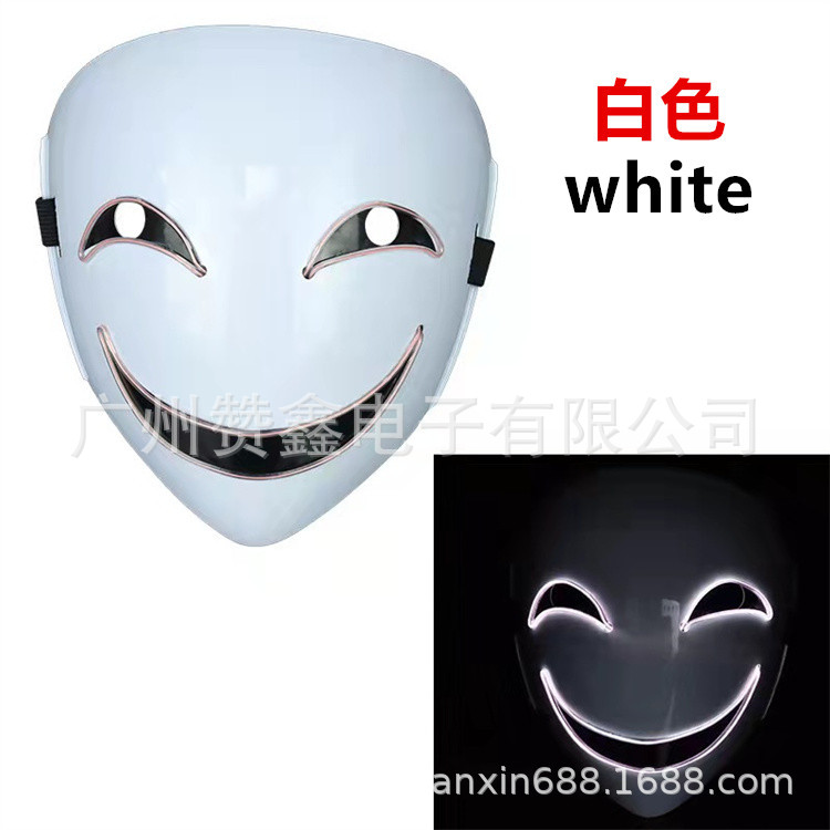 新led漆黑之弹之笑脸发光面具el黑之契约者动漫角色氛围道具装扮