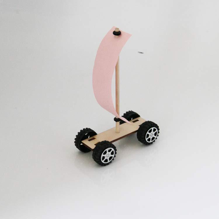 厂家小学科技小制作儿童手工科学实验风帆小车木质拼装玩具模型
