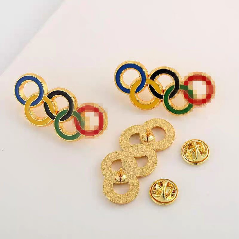 五环胸针徽章创意个性别针衣服配饰品金属书包挂件女
