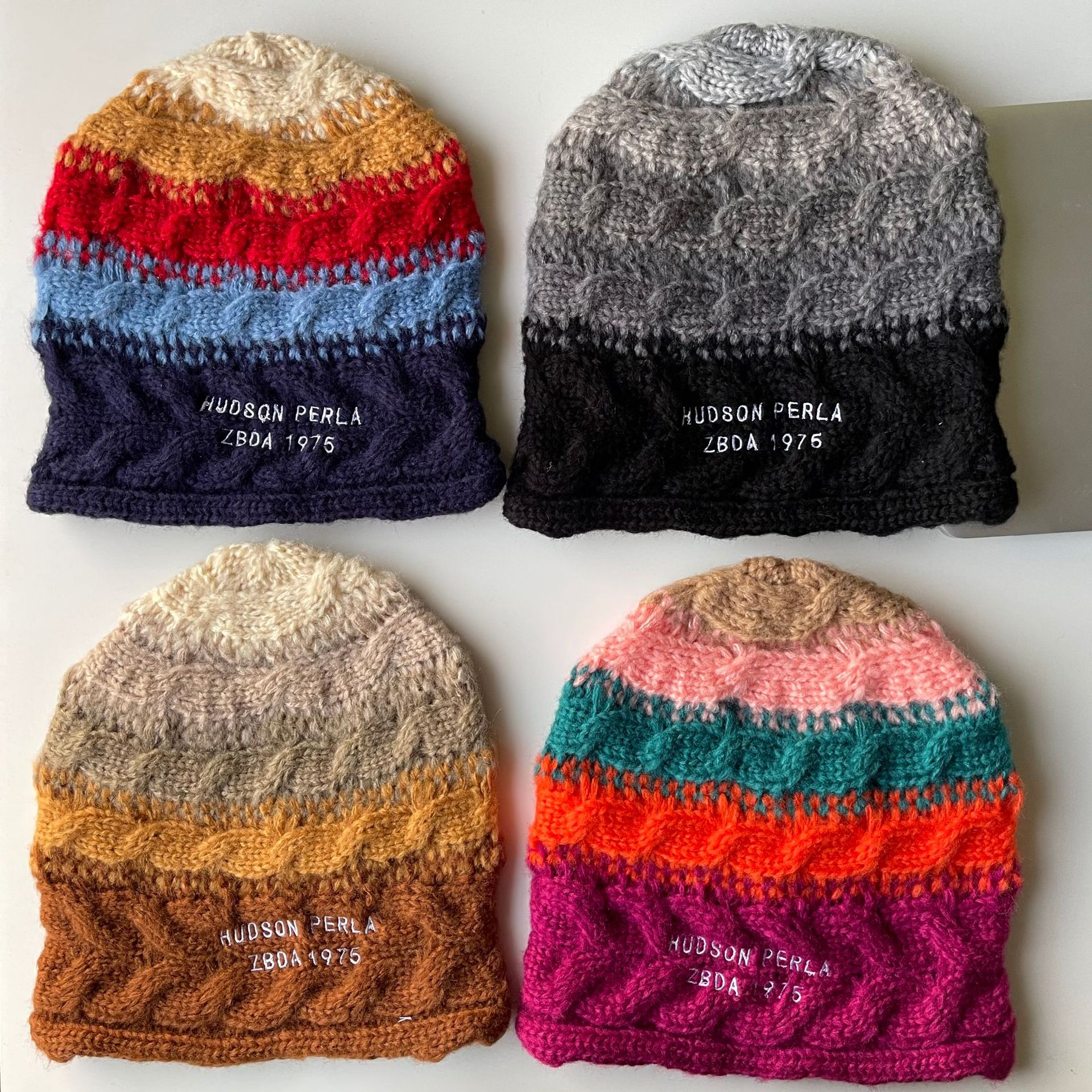 ins博主款渐层式撞色条纹毛织帽子女秋冬小众韩版针织帽毛线帽男