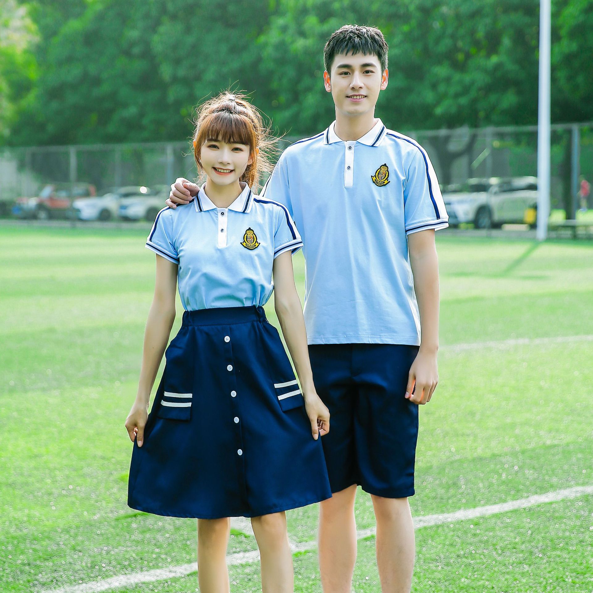 【加十分】2022新款中学生校服毕业班服短袖t恤套装休闲运动装批