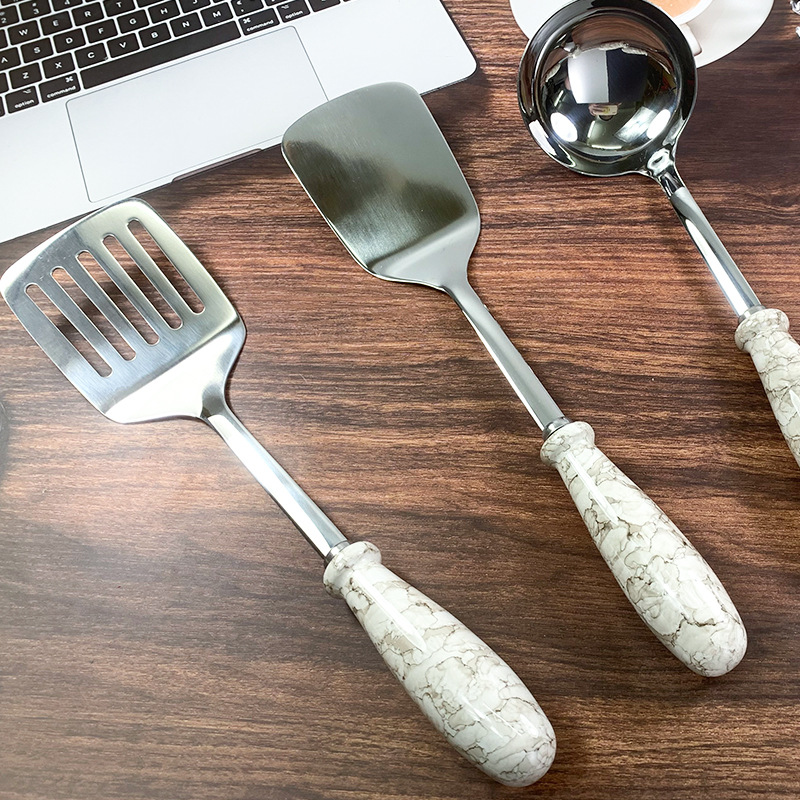 欧美出口不锈钢厨具四件套家用捞面勺汤勺子厨房用品餐具套装批发