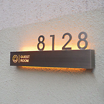 酒店发光门牌 公司贴墙不锈钢发光字门牌 招牌定做创意灯箱展示牌