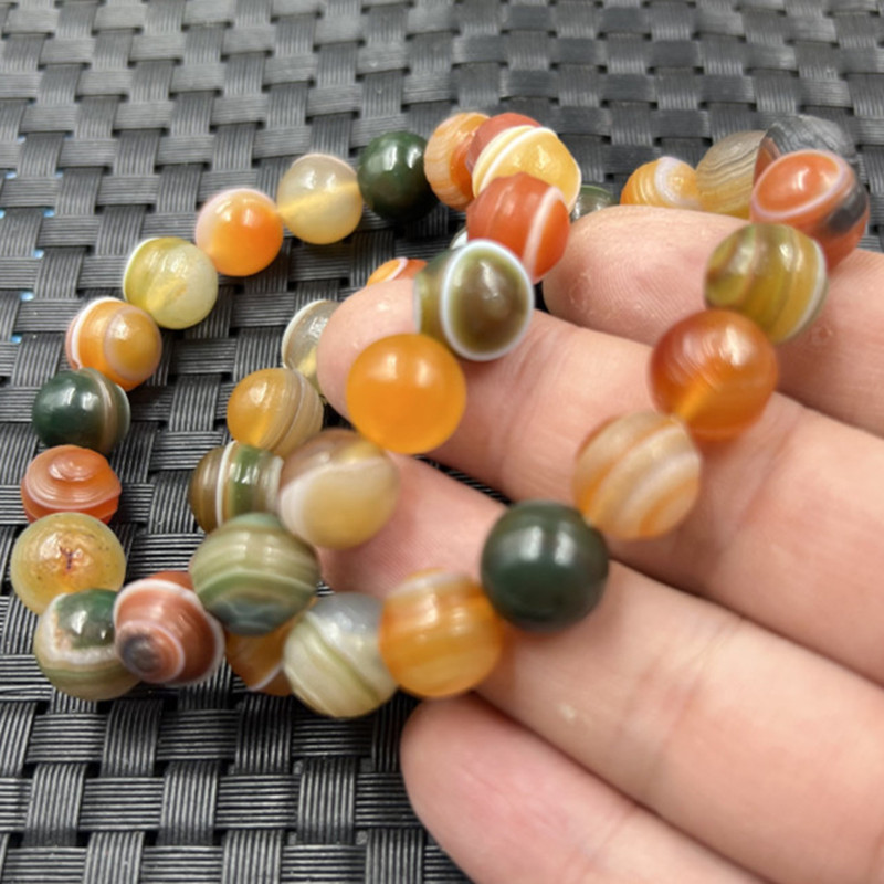 玉石手链阿拉善玛瑙圆珠手链俏色玛瑙手链文玩眼型玛瑙手链玉手串