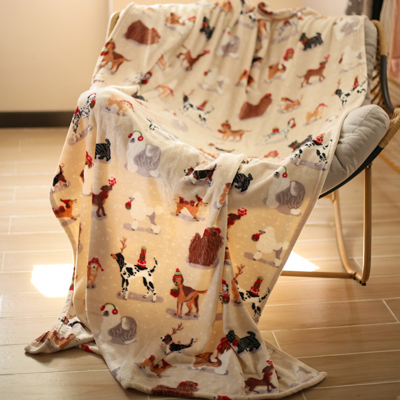 American Christmas Blanket Cute Cat Milk Fiber Flannel Blanket Nap Blanket Lunch Break Air Conditioning Blanket Sofa Blanket