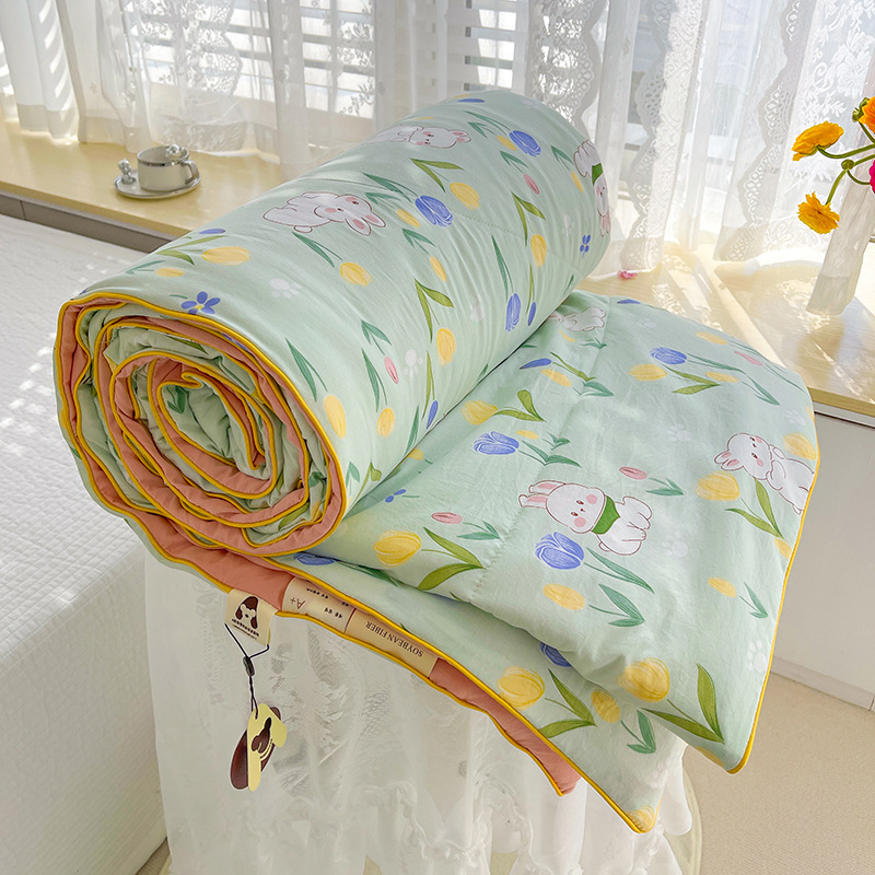 Maternal and Child Grade a Double Layer Yarn Summer Quilt Skin-Friendly Single Double Quilt Soybean Fiber Summer Blanket Airable Cover Gift Quilt