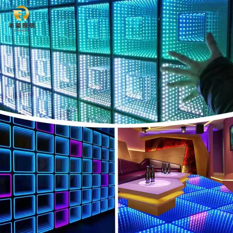 led深渊地砖灯3d千层镜背景墙深渊镜酒吧舞台深渊灯尺寸光效可定