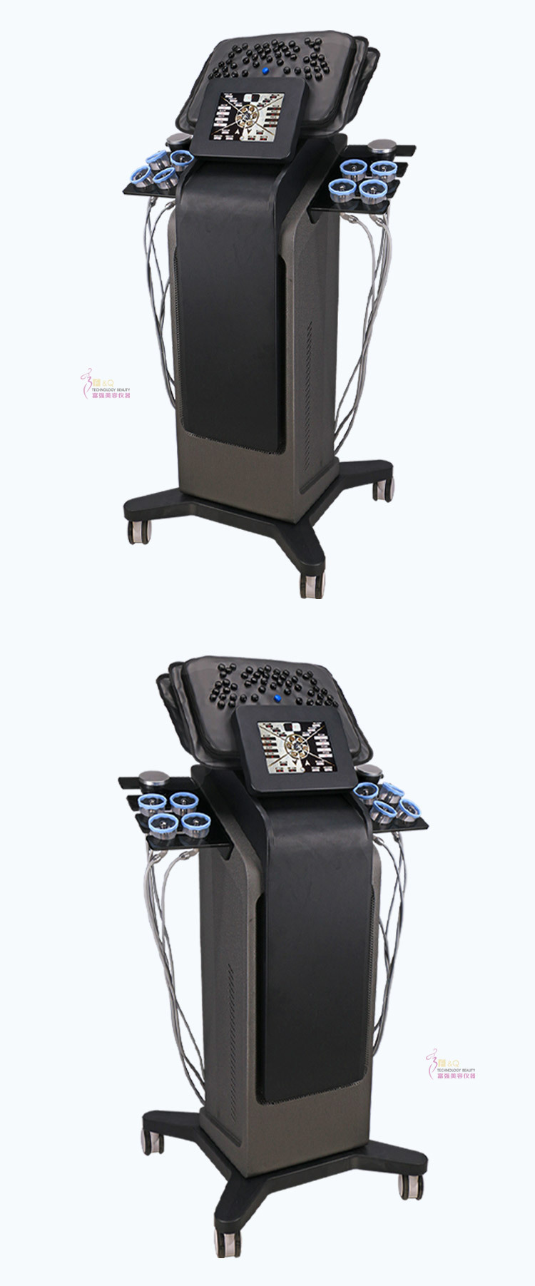 太极双开 两人同时用养生仪器 腹包脉冲 负压吸拔罐排酸 经络疏通