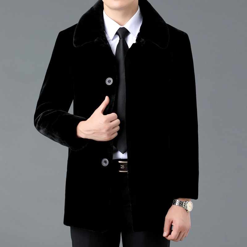 进口水貂毛大衣男海宁冬季款皮草外套貂皮整貂金貂绒皮毛一体