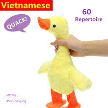 Vietnamese提脖子鸭会走路会唱歌录音学说话提脖会叫鸭电动小黄鸭