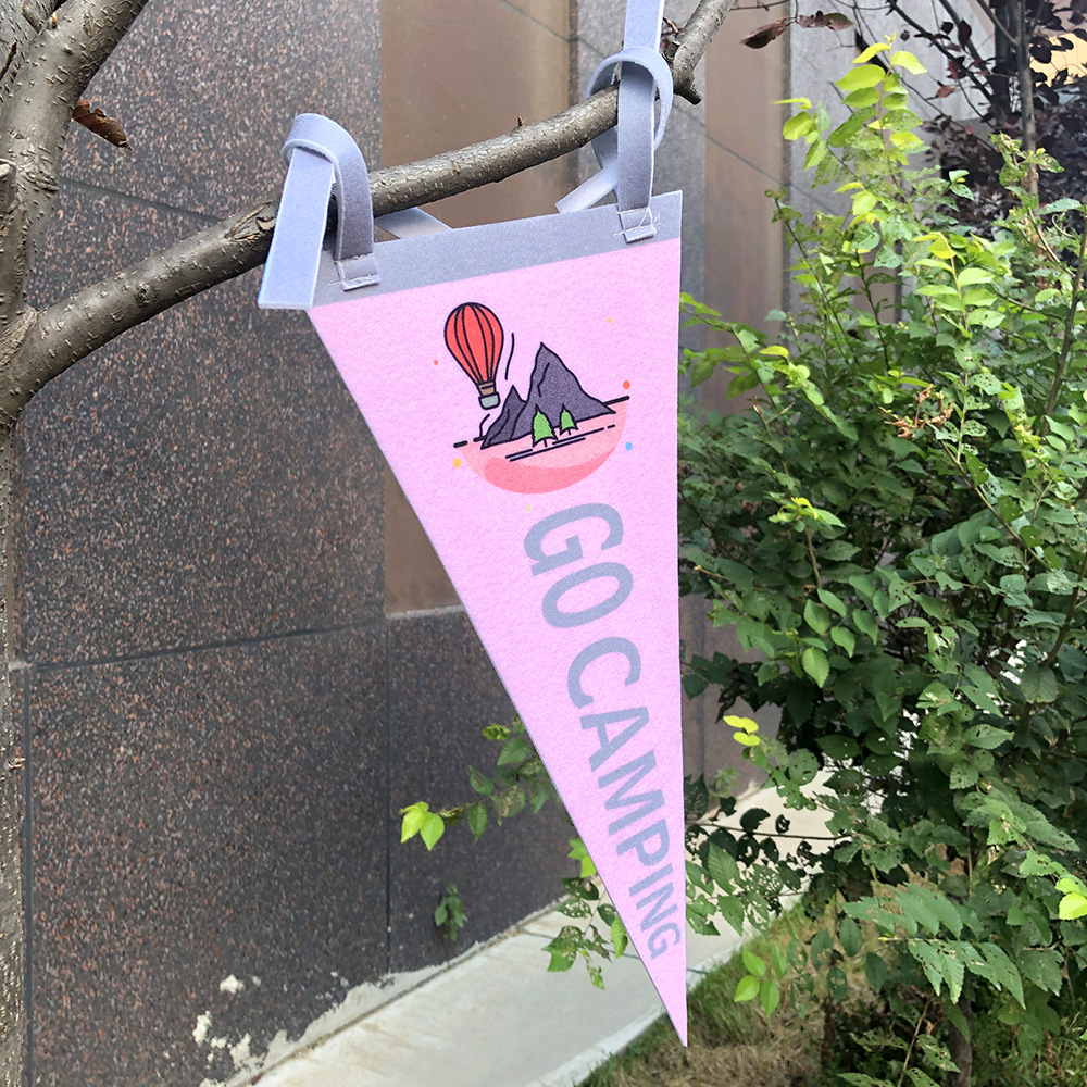 亚马逊户外露营毛毡旗复古三角旗露营氛围个性装饰营地毛毡旗
