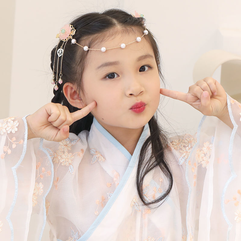 古风超仙额头链儿童女童汉服头饰宝宝公主发饰古代发夹眉心坠步摇