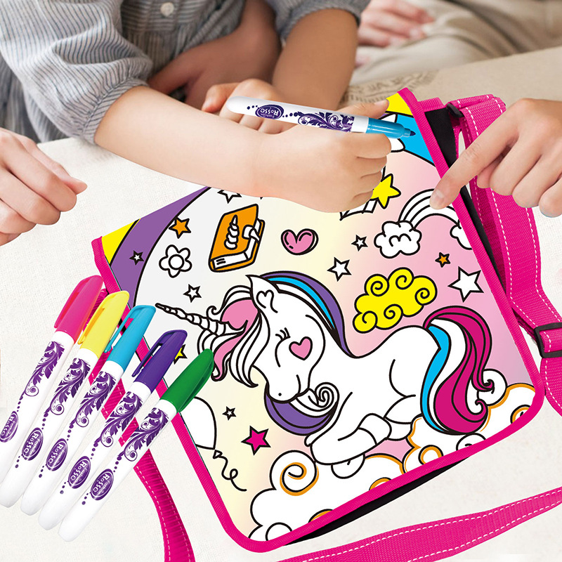 Children's DIY Watercolor Graffiti Unicorn Backpack Promotes Baby's Color Cognition and Color Matching Ability Puzzle