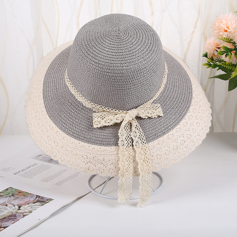 Spring and Summer Bow Lace Sun Protection Sun Hat Outdoor Travel Sun Hat Dome Beach Fisherman Hat