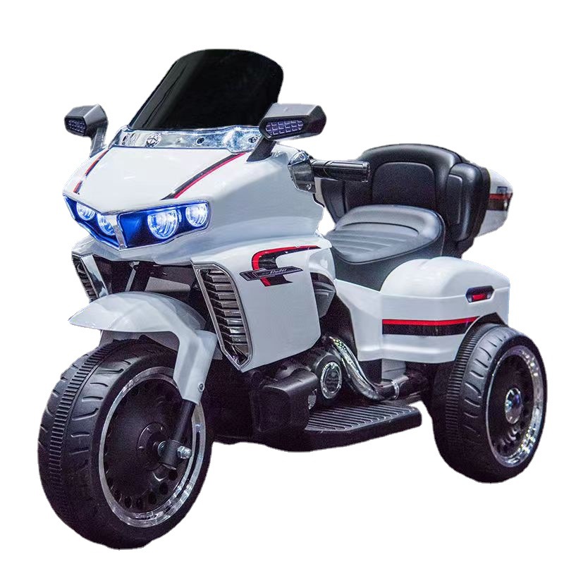 儿童电动车玩具男孩小嘎子电动三轮摩托车新款时尚警灯超强劲动力