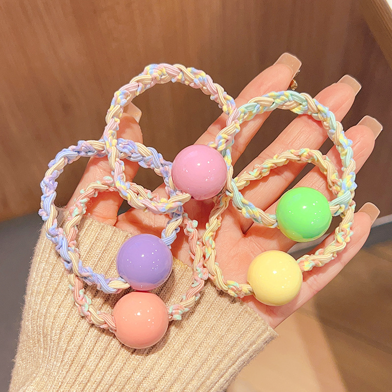 Korean Style Candy Color Hair Rope Hand-Woven Twist Braid Hair Ring Head Rope High Elastic Rubber Band Tied-up Hair Hair Accessories Leather Case Women