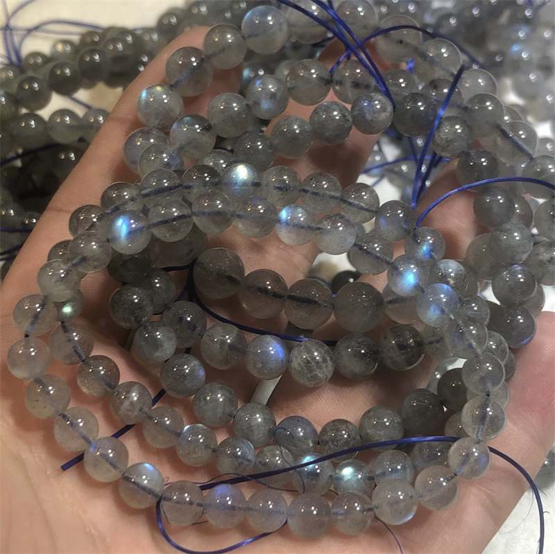 natural gray moonstone bracelet labradorite flash stone strong light transparent crystal ornament hand string loose beads wholesale