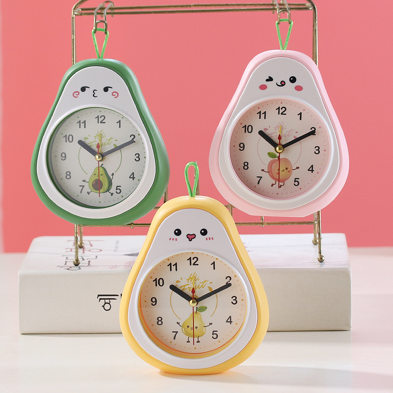 Little Alarm Clock Creative Clock Alarm Bedside Cute Children Cartoon Fruit Mute Clock Student Wake up Artifact