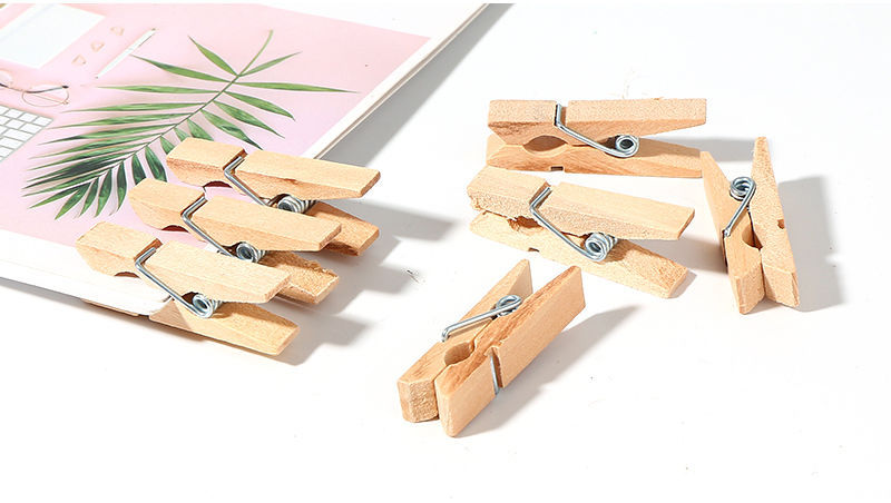 夹子原木色照片麻绳小 彩色木头照片墙 装饰相片夹便条夹