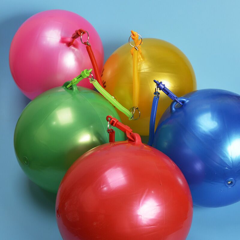 包邮充气皮球 充气皮球儿童手拿球脚踢球链子健身球拍拍球玩具