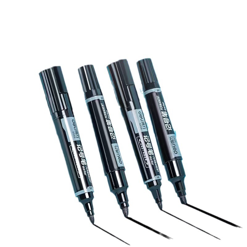 得力s555大双头记号笔快递物流书写笔纸箱标记大头笔圆头扁头两用