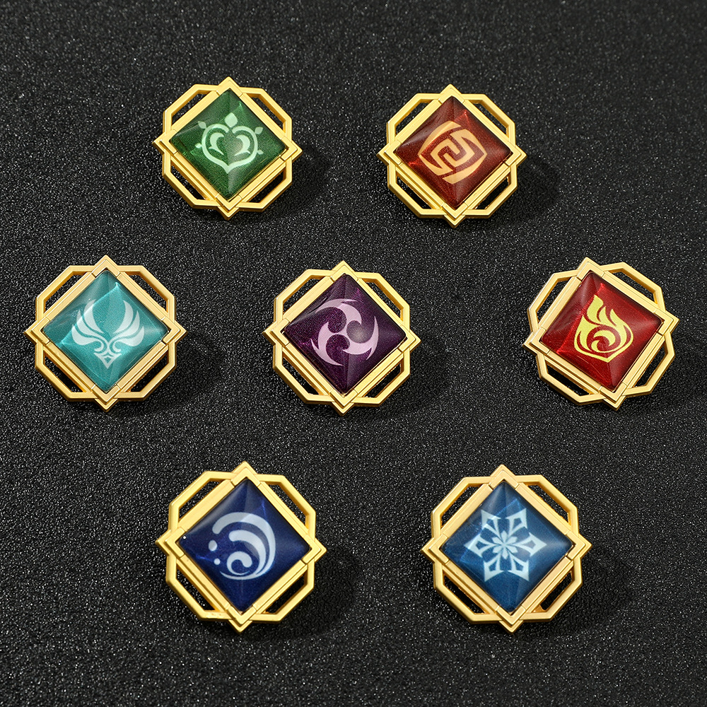 夜光款神之眼元素属性二次元徽章饰品配饰游戏周边刻晴魈卡通胸针