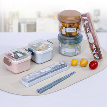 日本进口便当盒卡通图案沙拉小餐盒食物收纳盒塑料冰箱收纳盒饭盒