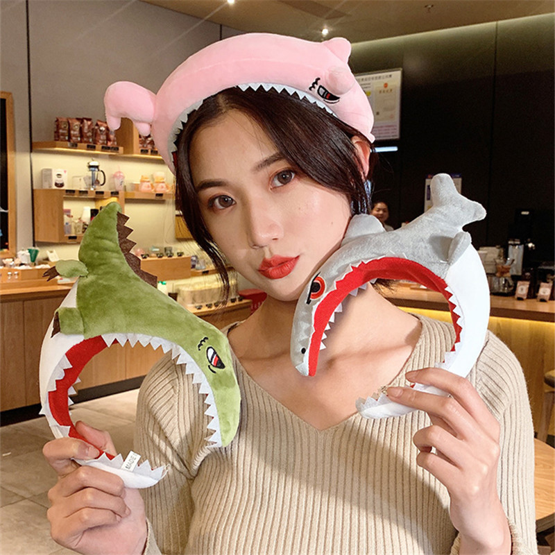韩国洗脸用束发带女赵露思同款可爱卡通发箍简约鲨鱼头箍发卡头饰