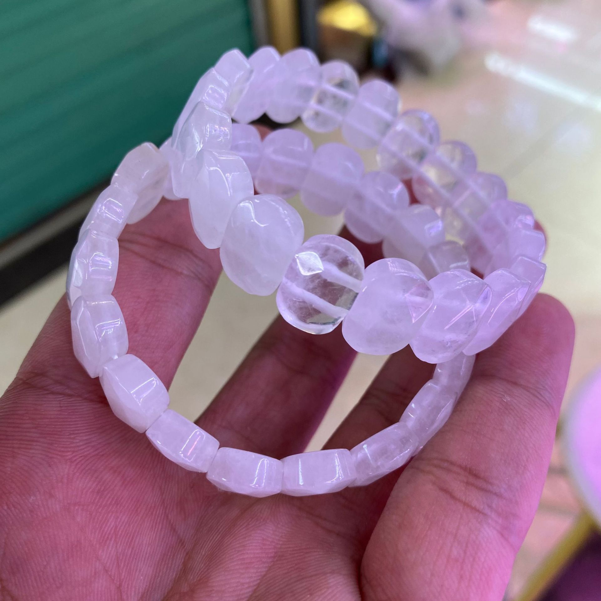 天然原矿白水晶手排手串切面手链 尺寸10*15mm 品相好性价比高