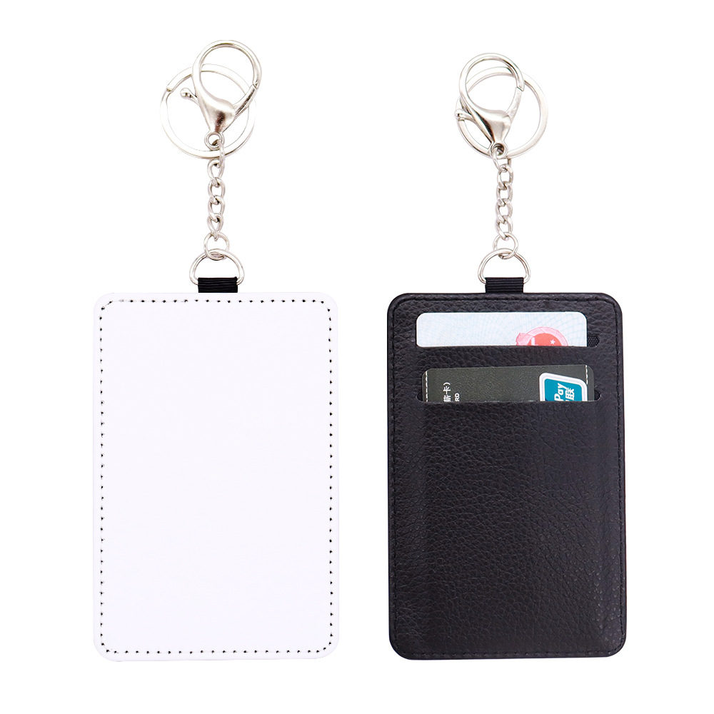 Sublimation PU Leather Bus Card Cover Keychain Card Holder Blank DIY Thermal Transfer Certificate Card Holder Source Manufacturer