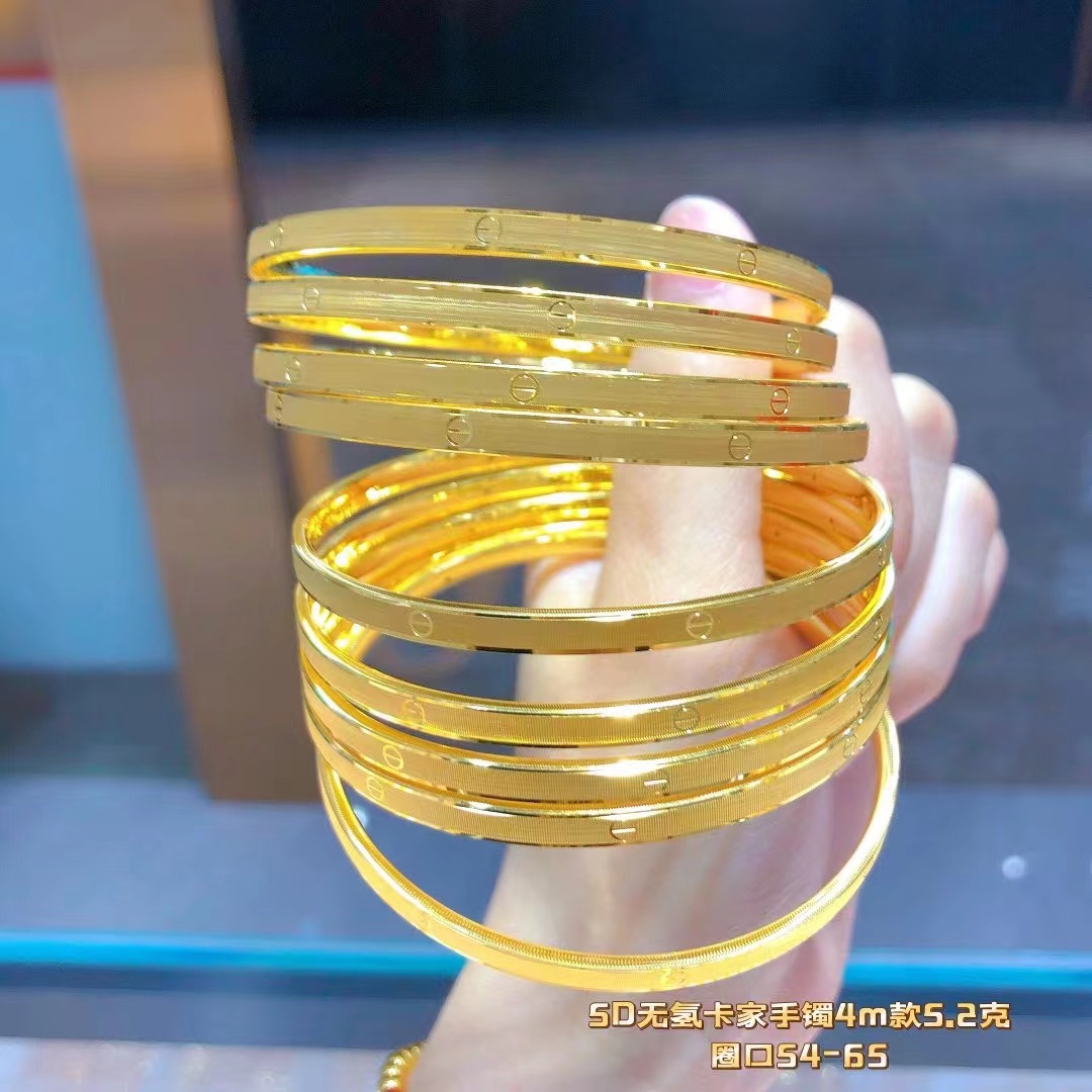 5d无氢手镯足金999手镯精品5g黄金手镯网红爆款手环深圳水贝黄金