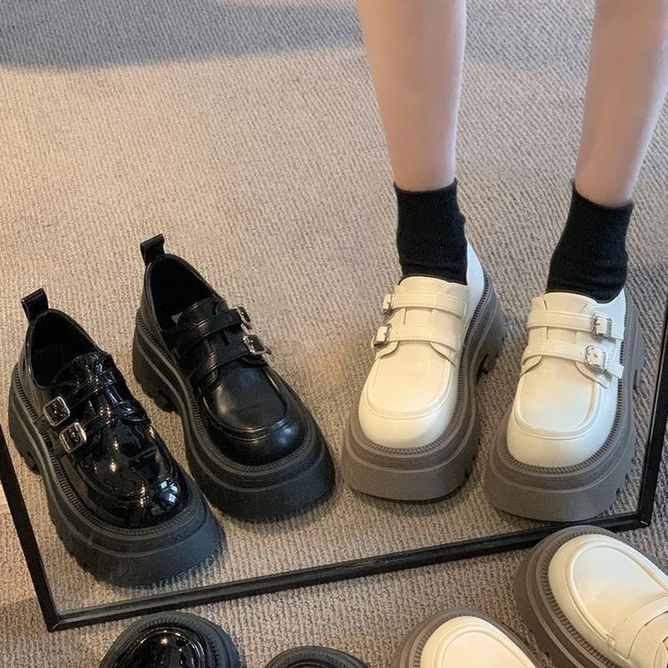 复古小皮鞋2024春秋新款黑色厚底jk英伦风乐福鞋子女春季高颜值