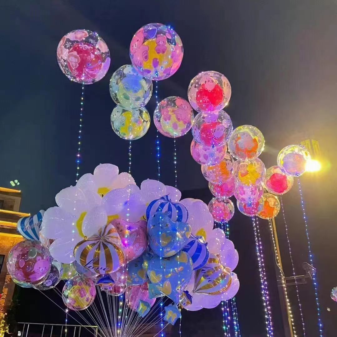 24寸爆款飘空卡通印花波波球ins风网红发光气球夜市广场摆摊批发-阿里